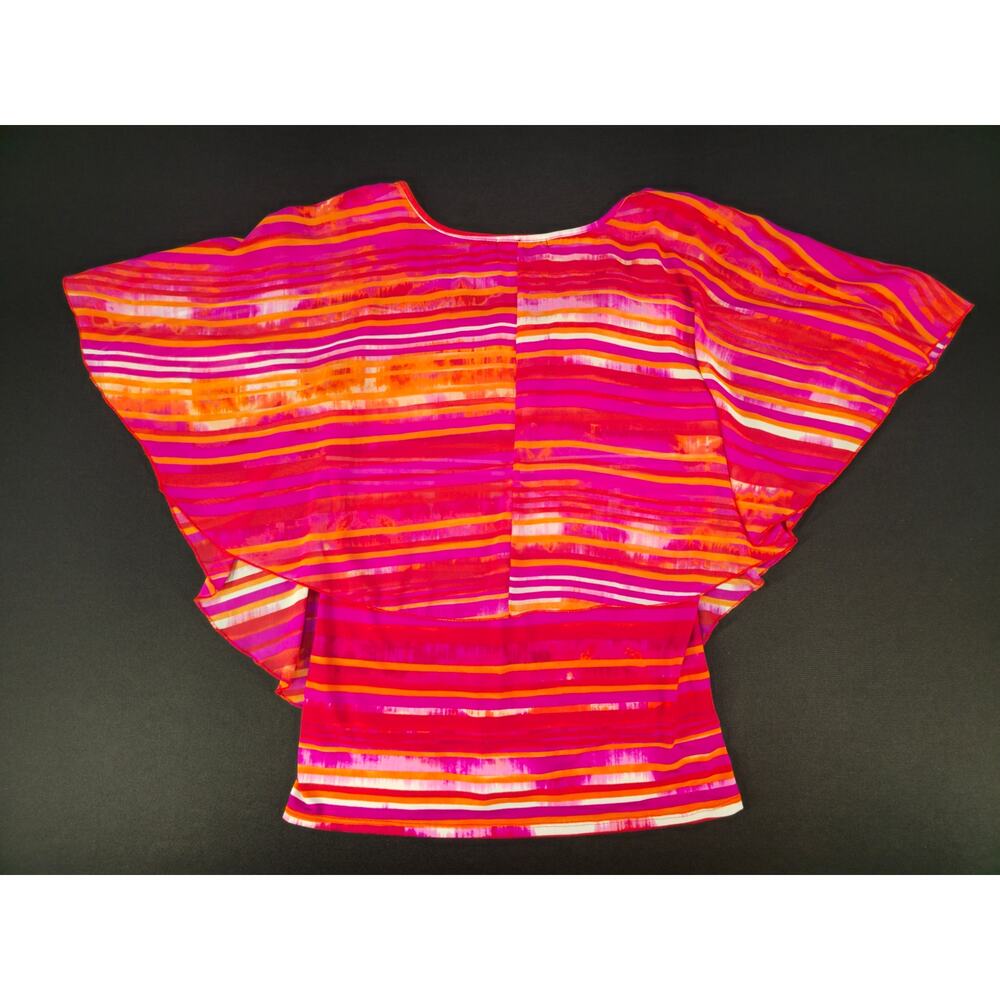 Adele & May Women's Medium Sheer Striped Batwing Dolman Blouse Top Pink M - Picture 3 of 5